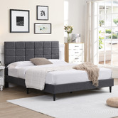 Cassington Home Grey Hebe Upholstered Platform Bed