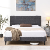 Cassington Home Grey Hebe Upholstered Platform Bed