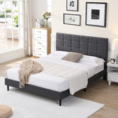 Cassington Home Grey Hebe Upholstered Platform Bed