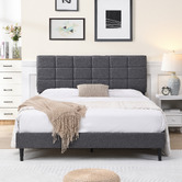 Cassington Home Grey Hebe Upholstered Platform Bed