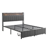 Cassington Home Brestly Upholstered Bed with LED &amp; Drawers
