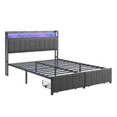 Cassington Home Brestly Upholstered Bed with LED &amp; Drawers