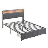 Cassington Home Brestly Upholstered Bed with LED &amp; Drawers