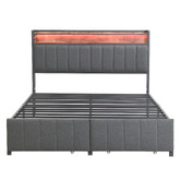 Cassington Home Brestly Upholstered Bed with LED &amp; Drawers