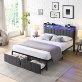 Cassington Home Brestly Upholstered Bed with LED &amp; Drawers
