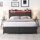 Cassington Home Brestly Upholstered Bed with LED &amp; Drawers