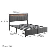 Cassington Home Brestly Upholstered Bed with LED &amp; Drawers