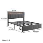 Cassington Home Brestly Upholstered Bed with LED &amp; Drawers