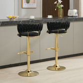 Cassington Home Lennyn Velvet Adjustable Bar Stools