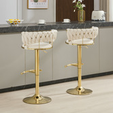 Cassington Home Lennyn Velvet Adjustable Bar Stools