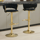 Cassington Home Lennyn Velvet Adjustable Bar Stools