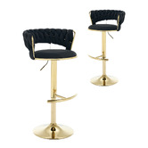 Cassington Home Lennyn Velvet Adjustable Bar Stools