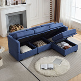 Cassington Home Juno 3 Seater Modular Sofa &amp; Ottoman Set