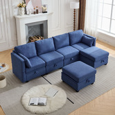 Cassington Home Juno 4 Seater Modular Sofa &amp; Ottoman Set