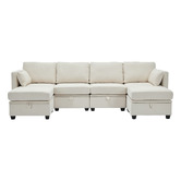Cassington Home Juno 4 Seater Modular Sofa &amp; Ottoman Set