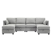 Cassington Home Juno 4 Seater Modular Sofa &amp; Ottoman Set