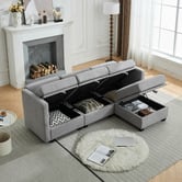 Cassington Home Juno 3 Seater Modular Sofa &amp; Ottoman Set