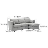 Cassington Home Juno 3 Seater Modular Sofa &amp; Ottoman Set
