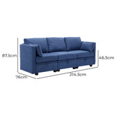Cassington Home Juno 3 Seater Upholstered Sofa with Storage