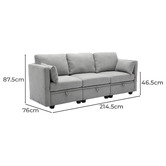 Cassington Home Juno 3 Seater Upholstered Sofa with Storage