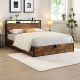 Cassington Home Linford Gas Lift Storage Bed with LED &amp; Charging Station