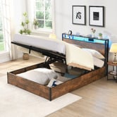 Cassington Home Linford Gas Lift Storage Bed with LED &amp; Charging Station