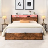 Cassington Home Linford Gas Lift Storage Bed with LED &amp; Charging Station