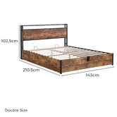 Cassington Home Linford Gas Lift Storage Bed with LED &amp; Charging Station