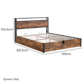 Cassington Home Linford Gas Lift Storage Bed with LED &amp; Charging Station