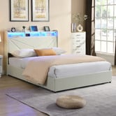 Cassington Home Winsted Upholstered Bed with LED and Drawers