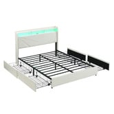 Cassington Home Winsted Upholstered Bed with LED and Drawers