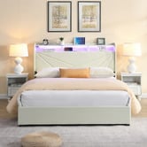 Cassington Home Winsted Upholstered Bed with LED and Drawers