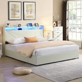 Cassington Home Winsted Upholstered Bed with LED and Drawers