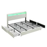 Cassington Home Winsted Upholstered Bed with LED and Drawers