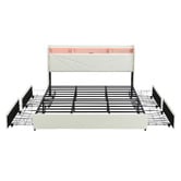Cassington Home Winsted Upholstered Bed with LED and Drawers