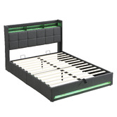 Cassington Home Bates Upholstered Gas Lift Storage Bed with LED
