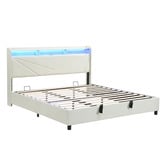 Cassington Home Winsted Upholstered Gas Lift Storage Bed with LED
