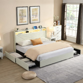 Cassington Home Winsted Upholstered Bed with LED and Drawers