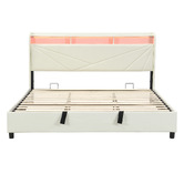 Cassington Home Winsted Upholstered Gas Lift Storage Bed with LED