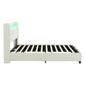 Cassington Home Winsted Upholstered Gas Lift Storage Bed with LED