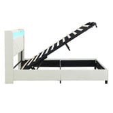 Cassington Home Winsted Upholstered Gas Lift Storage Bed with LED