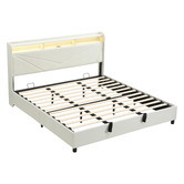Cassington Home Winsted Upholstered Gas Lift Storage Bed with LED