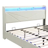 Cassington Home Winsted Upholstered Gas Lift Storage Bed with LED