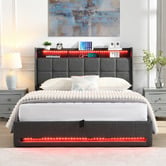 Cassington Home Bates Upholstered Gas Lift Storage Bed with LED
