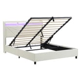 Cassington Home Winsted Upholstered Gas Lift Storage Bed with LED