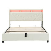 Cassington Home Winsted Upholstered Gas Lift Storage Bed with LED