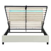 Cassington Home Winsted Upholstered Gas Lift Storage Bed with LED