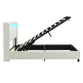 Cassington Home Winsted Upholstered Gas Lift Storage Bed with LED
