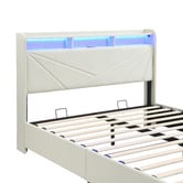 Cassington Home Winsted Upholstered Gas Lift Storage Bed with LED