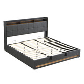 Cassington Home Bates Upholstered Gas Lift Storage Bed with LED